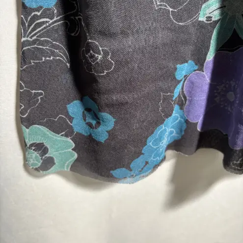 VTG Y2K Mesh Moody Floral Babydoll Tank Top Cami V Neck Fairy Grunge S Retro 00s Blue