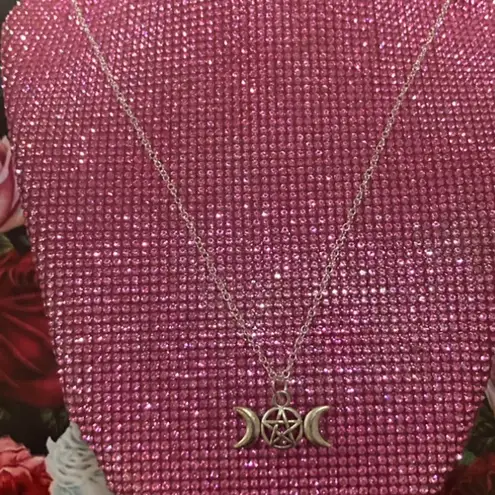 Boutique Moon Phase Necklace Triple Moon Goddess Pentagram Pentacle Halloween Witch goth