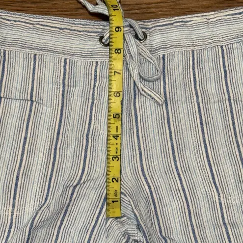 Per Se Linen Blend White and Blue Cargo Shorts Relaxed Fit Size Medium