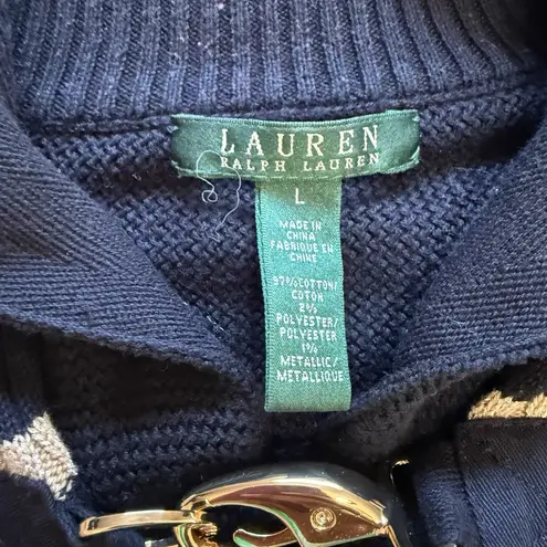 Ralph Lauren Black Gold Metallic Striped Rib Knit Sweater Y2K Preppy Size Size L