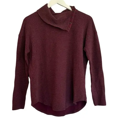 Lilla P waffled purple snap collar sweater small