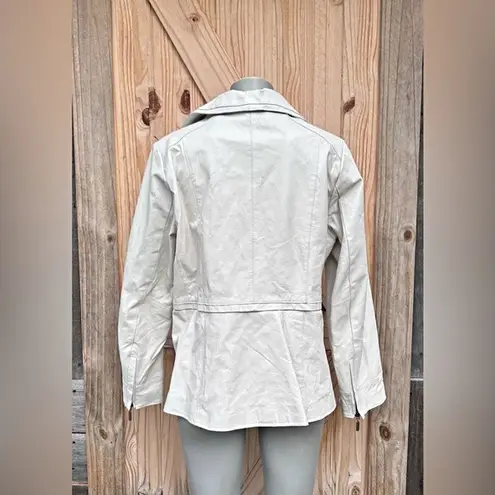 Jessica London White Leather Biker Motorcycle Style Jacket~16~