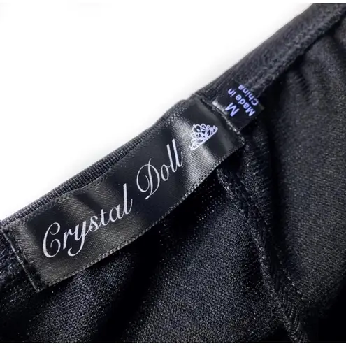 Crystal Doll Y2K Black Halter Plunge Bodycon Dress M