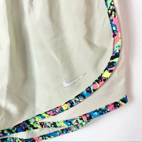 Nike  Dri-Fit Gray Tan Colorful Trim Athletic Running Shorts S