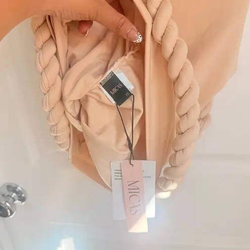 Micas NEW Twist Knot Strapless Sleeveless Mini Dress XS Dusty Rose Wedding Party