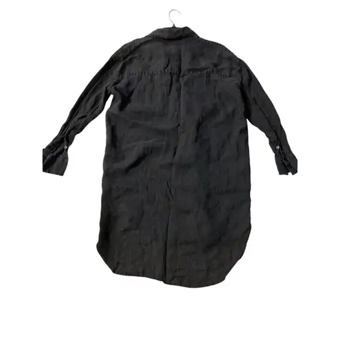 James Perse Shirt Dress Women Size 1 Black Long Sleeve Collar Standard