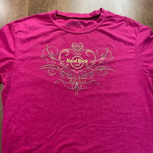 Hard Rock Couture Atlanta ‘Peace Love Rock’ Women's Size XL Graphic T-Shirt Pink