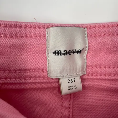 Maeve Women's Pink The Ettie High Rise Frayed Hem Crop Wide Leg Jeans Size 26T