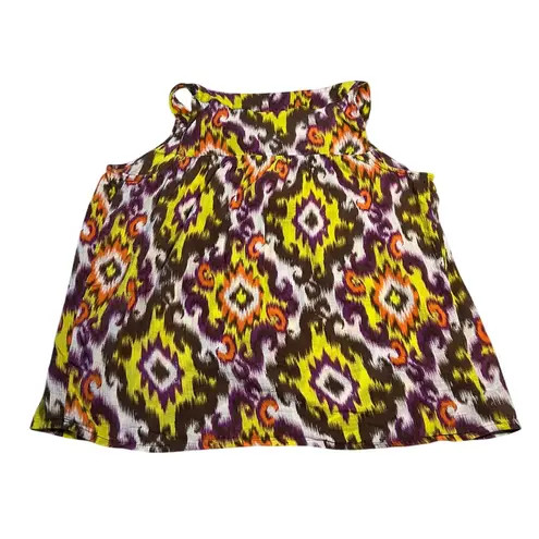 Avenue Sleeveless Aztec Print Blouse Size 14/16 Cotton Embroidered Boho Artsy