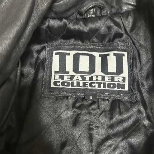 Vtg IOU leather toggle zipper black leather jacket size 6 bikercore fall mobwife