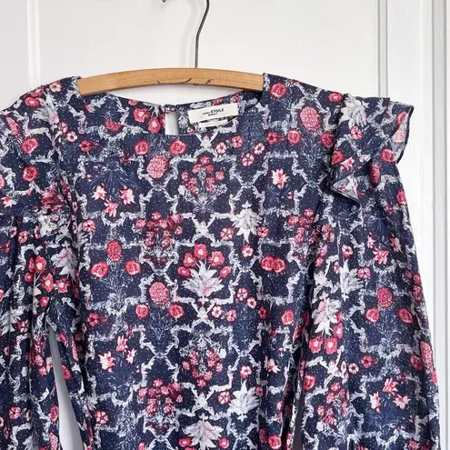 Isabel Marant Étoile • Telicia Dress linen print wrap ruffle red blue floral