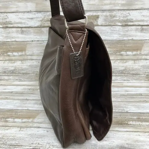 Mori Luggage Leather Messenger Bag Briefcase Brown Large Pockets Career Travel