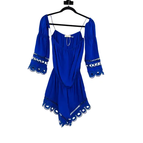 Ramy Brook Ramy Brook Markos Romper Cotton Swim Cover-Up Cobalt Royal Blue Size XS