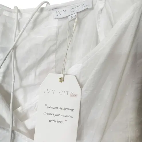 Ivy City Co NWT Antoinette Wrap Dress Women’s Size Large White Cotton Maxi