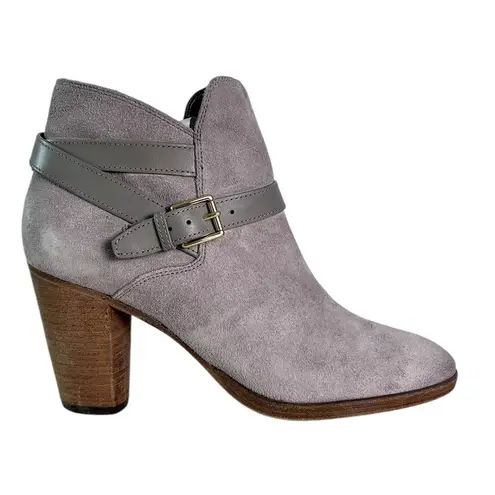 Cole Haan ‎ Boots Women’s 9 B Heels Ankle Booties Buckle Strap Gray Suede