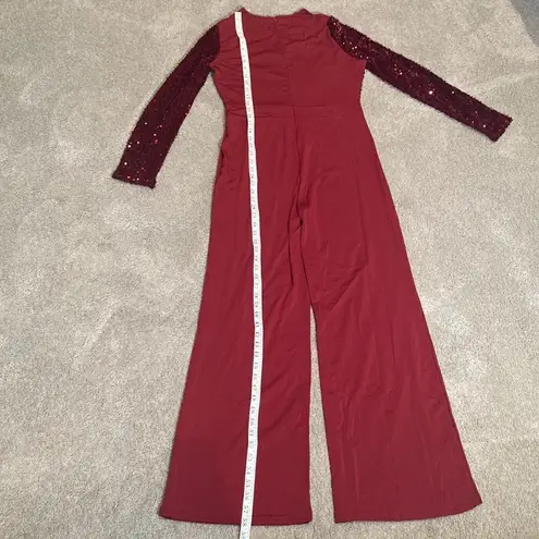 Women’s Burgundy Wide Leg Jumpsuit with Sequins Size 2XL NWOT Red