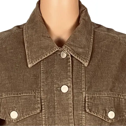 Talbots  PETITES Army Green Khaki Brown Corduroy button Jacket Pockets Small EUC - Image 2