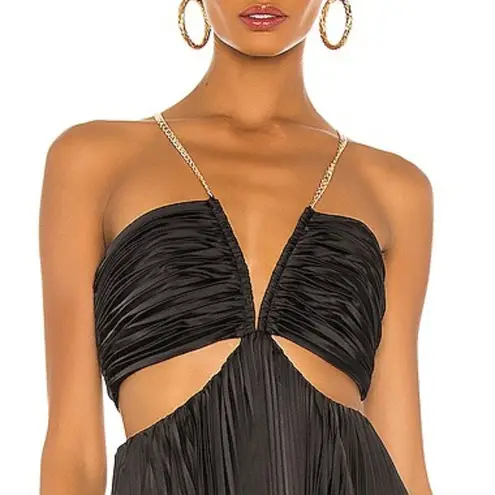 AIIFOS Evie Midi Dress Black Chain Strap Side Keyhole Back Zip Size 8 Revolve