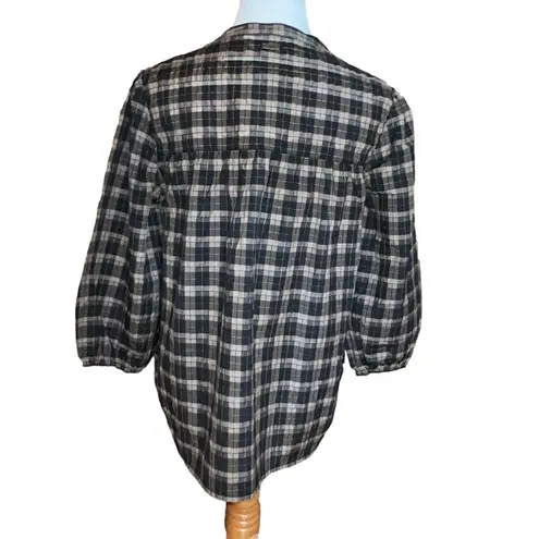 Barbour Lorelie Praline Gingham Plaid Popover Peasant Shirt Womens Size 14 New