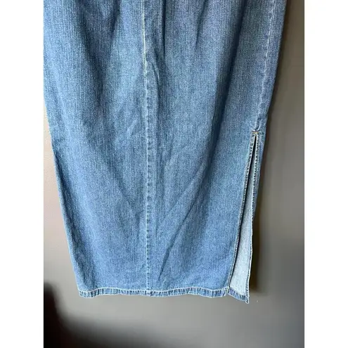 Stylish Denim Maxi Skirt with Drawstring Blue Size undefined