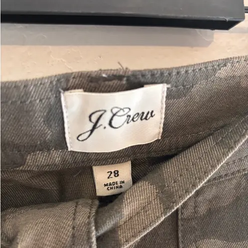 J Crew High Rise Cargo Pant in Jacquard Camo Green Tapered Utility Military 28