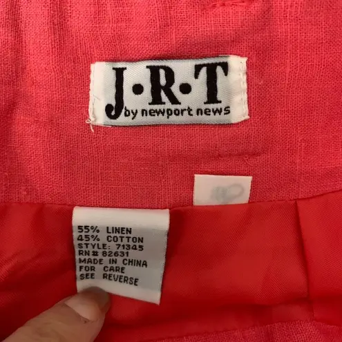 Newport News Vintage Pencil Skirt 10 Coral Pink Linen Pockets Lined Zipper