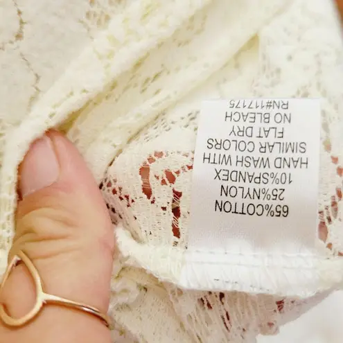 Fenn Wright Manson ivory sheer lace long sleeve blouse size medium