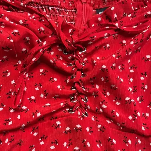 Sundae Muse Archie Red Floral Mini Peasant Dress size 8