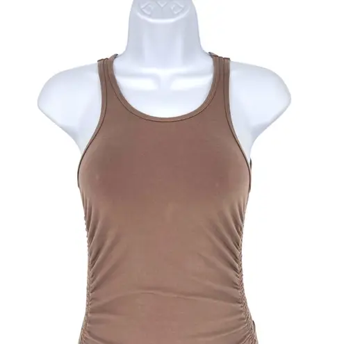 Tna Aritzia Malibu Chill Ruched Tank Mini Dress SIze XS Stone Taupe Brown