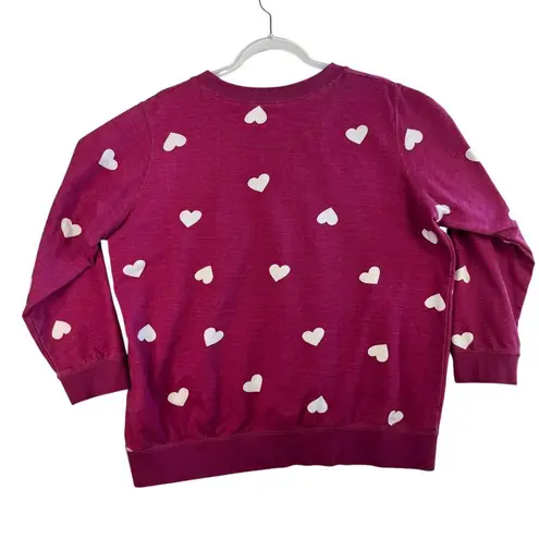Woman Within Magenta Heart Print Sweatshirt Cozy Valentines Day Pullover M 14/16
