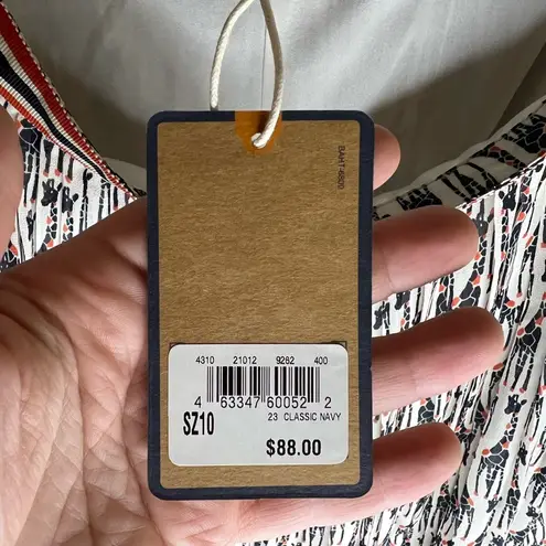 G.H. Bass & Co. Giraffe Print Pleated Midi Skirt Navy Orange White Size 10 NWT Blue