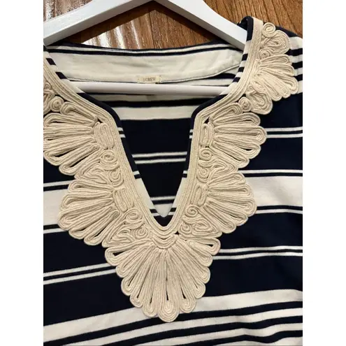 J.crew striped nautical rope and embellished vneck tshirt xs Blue