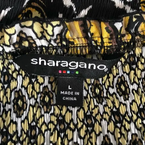 Sharagano Retro Crinkle Babydoll Blouse Brown Tan Textured Size Large