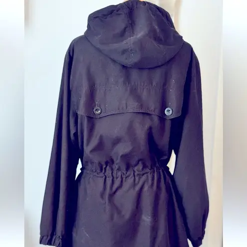 Gallery Black Hooded Utility Jacket with Cinched Adjustable Waist