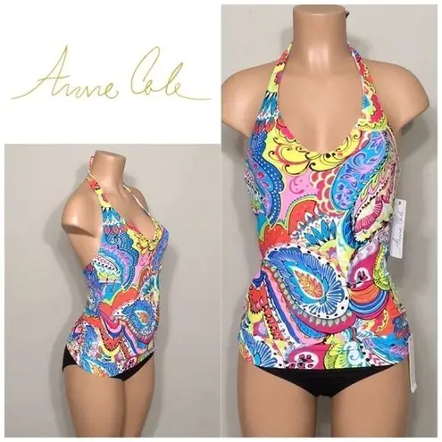 Anne cole New.  multicolored tankini. XS-top/S-bottoms