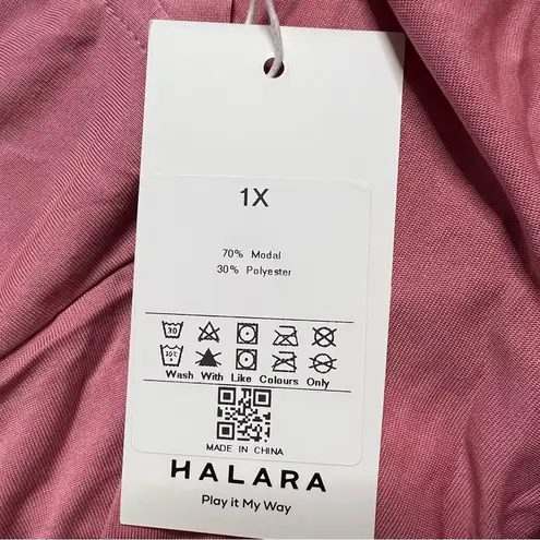 Halara Plain Round Neck Crisscross Plus Size Sports Top 1X Women’s Pink NWT.