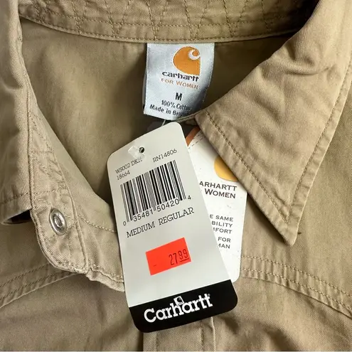 Carhartt  Khaki Western Shirt Long Sleeve Button Up Work Gear Wear Women’s medium