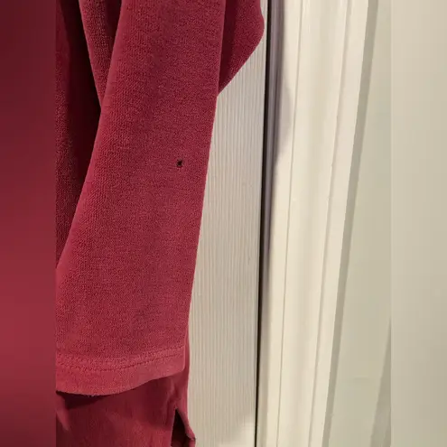 VTG L.L. Bean Size L Burgundy Velour Mock Neck Pullover Soft Split Hem Tunic Top Red Size L