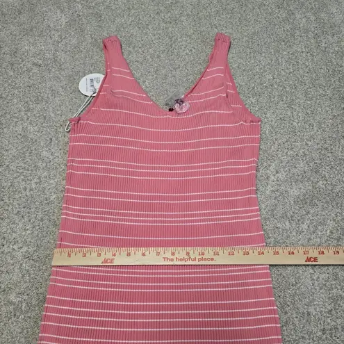 STAUD NWT Dana Dress Sz XL Pink White Ombre Striped Ribbed Knit Midi Stretch