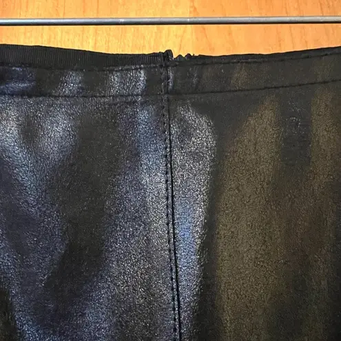 Max Mara Womens Black Genuine Leather Skirt Luxury Designer Made In Italy Size 8