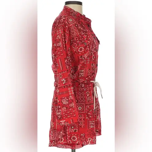 Overlover Lloyd Bandana Print Tie-Waist Romper Bright Red approx size Medium