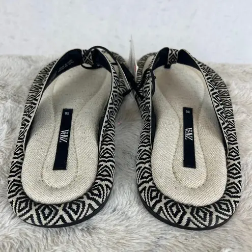 ZARA  Canvas Slides Flip Flops Sandals Boho Print Size 36 (US 6)