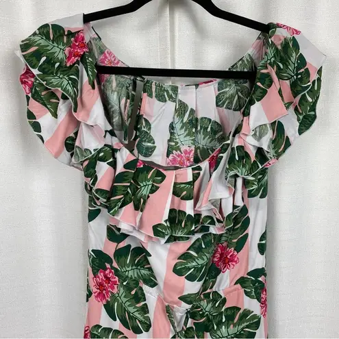 Lovers + Friends  Pink&Green Floral Amity Pink Palm Tropical Dress Sz.L NWT