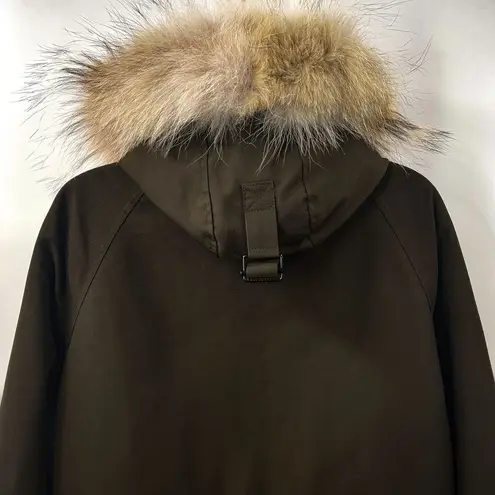 Rag and Bone  Waterloo Parka Coat Down Jacket Real Fur Real Leather Olive Green - Image 12