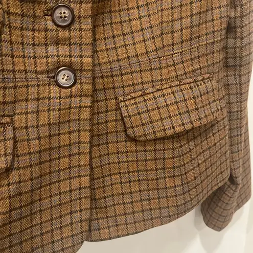 Sundance Brown Plaid Wool BlazerStudded Collar Boho Academia Grunge size 6