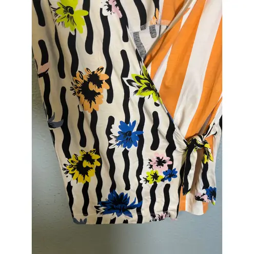 Bimba Y Lola Mixed Print Wrap Tank Top Size XS Stripe Floral Orange Beach Swim