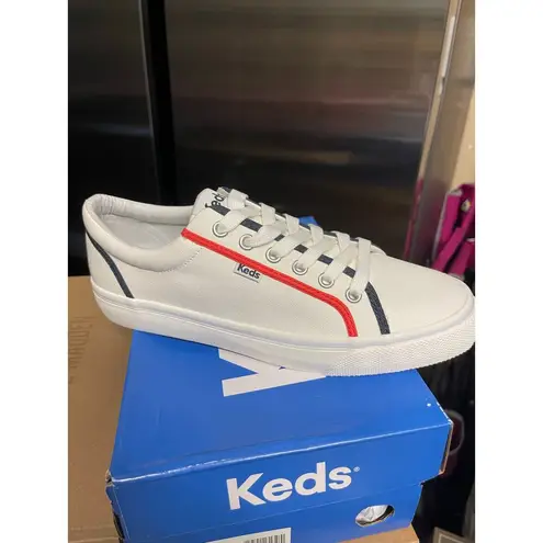 Keds  Jump Kick White and Red Canvas Pop Binding Lace-Up Sneakers - Image 5