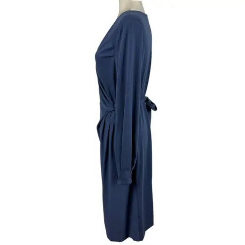 Sundance Always Right Dress Faux Wrap Womens Size L Blue Cotton Modal Midi