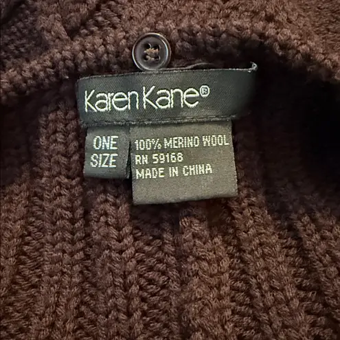 Karen Kane Eggplant Cable Knit Button Up Cape