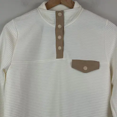 J.Crew Sweatshirt Women's Small Ivory Tan Quilted Snap